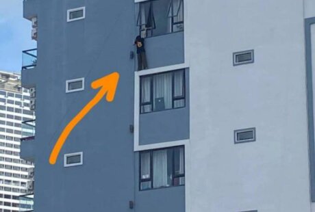 西港一名女子从大楼“绳降”逃走